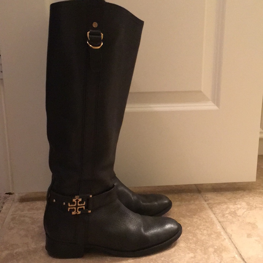 Tory Burch knee high black riding boots